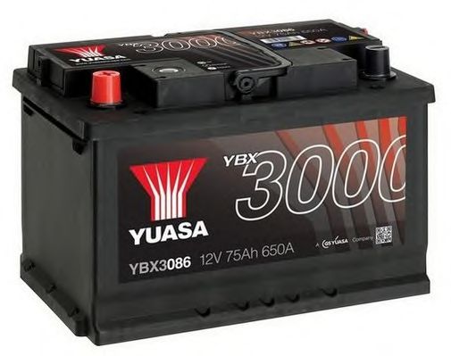 YUASA YBX3086, Bateria de Arranque 12v 75ah 650a +e